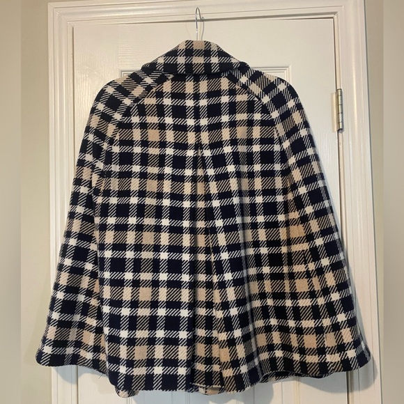 Draper James Plaid Cape with Gold Buttons S/XS - Picture 6 of 7